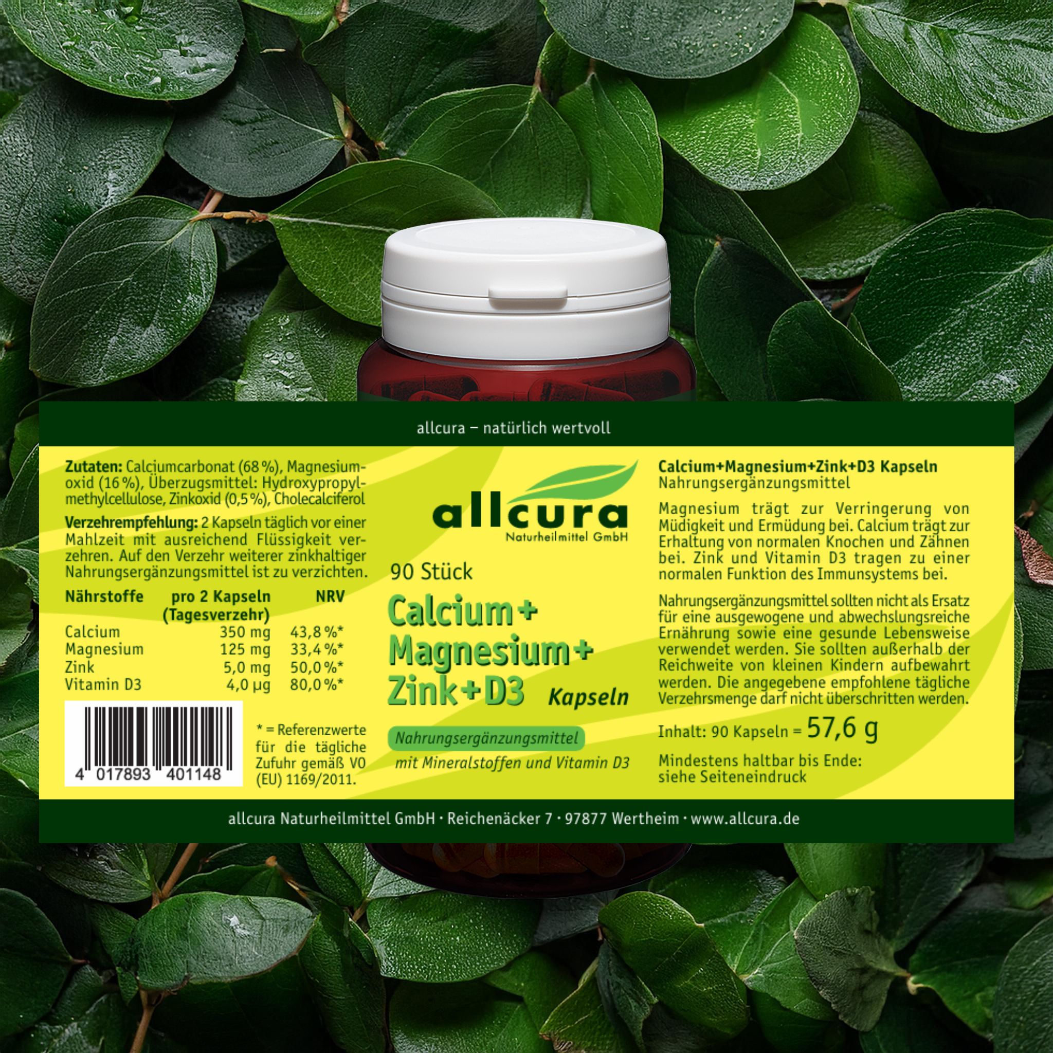 Calcium+Magnesium+Zink+D3 Kapseln 90 Stück