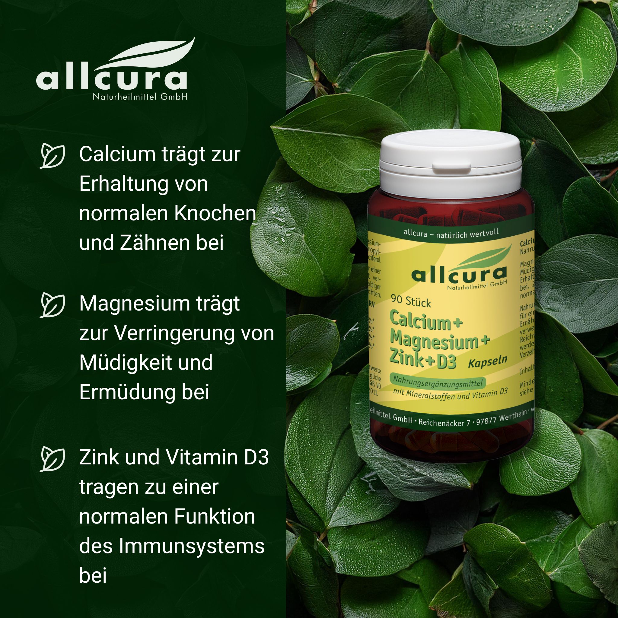 Calcium+Magnesium+Zink+D3 Kapseln 90 Stück