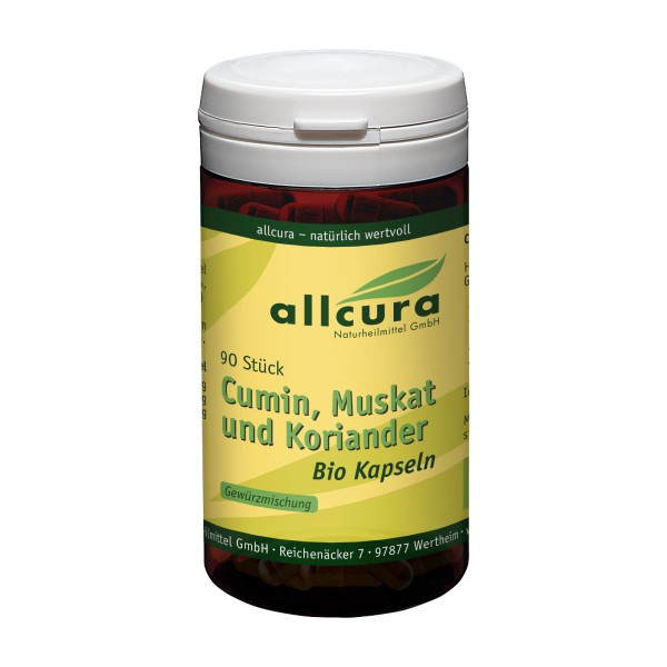 Cumin, Muskat und Koriander Kapseln Bio 90 Stück